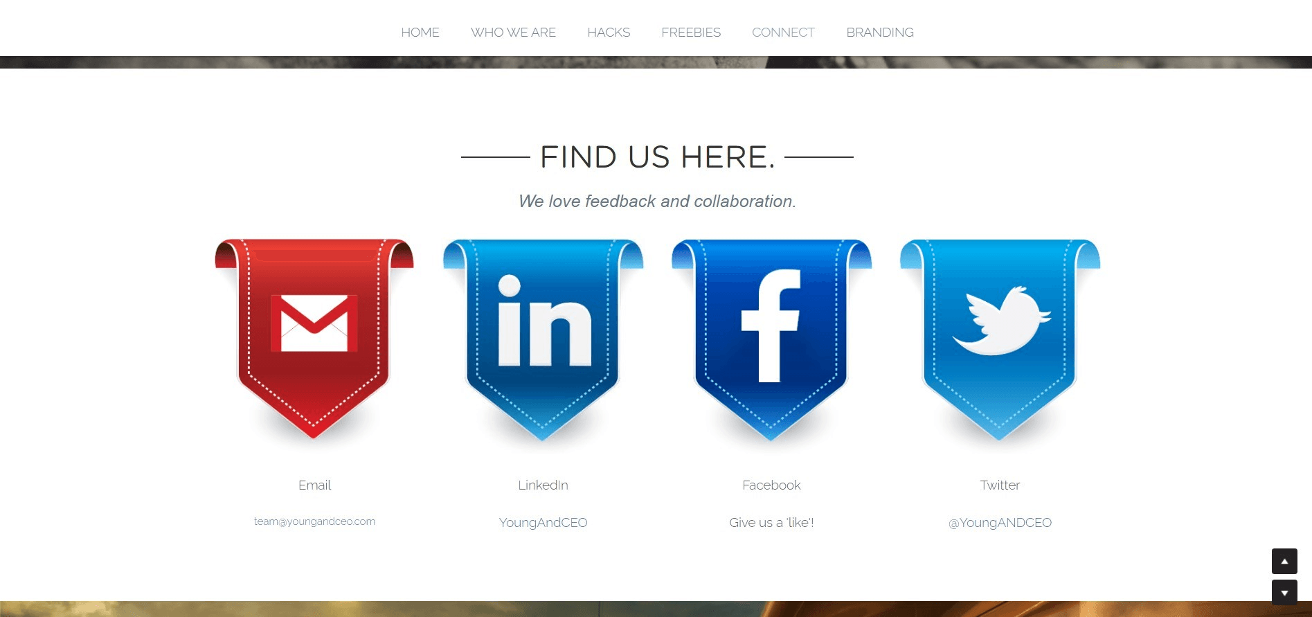 展示包括社群媒體賬戶的多種品牌聯繫方式 展示包括社群媒體賬戶的多種品牌聯繫方式